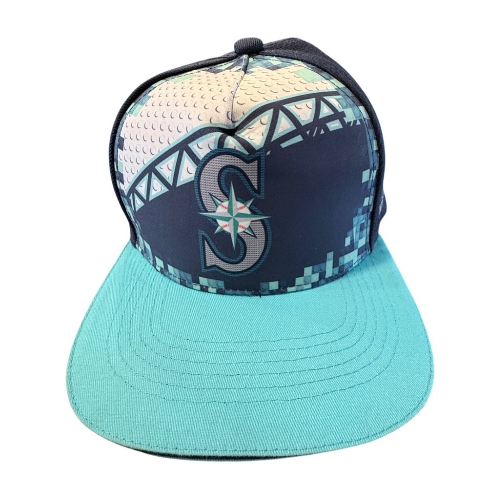 Seattle Mariners Kids Club‎ ySnapback Hat Teal Navy Blue Pixel Bridge Melonwear